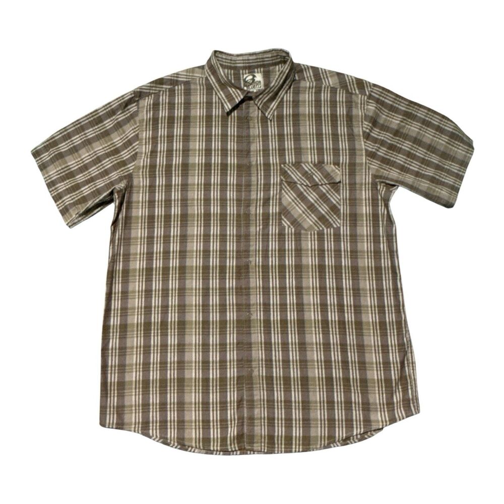 Anchor Blue Shirt Men’s X-Large Western Plaid Short Sleeve Snap Up Pockets